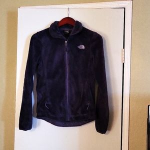 North Face Ladies dk purple fleece zip front XS